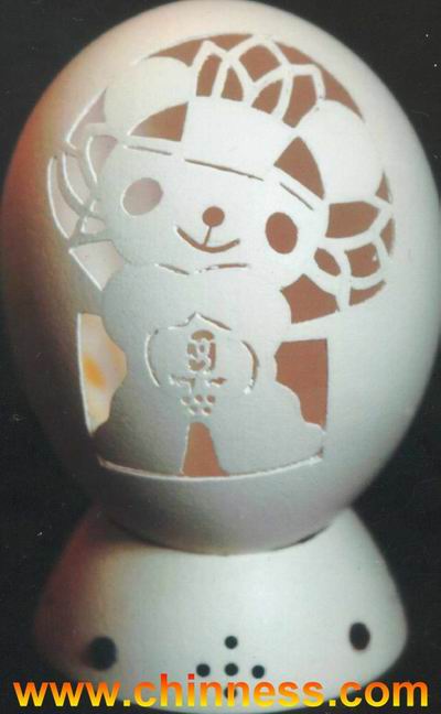 中国第一套蛋雕奥运福娃